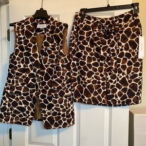 Calvin Klein Giraffe Print Vest and Skirt Set